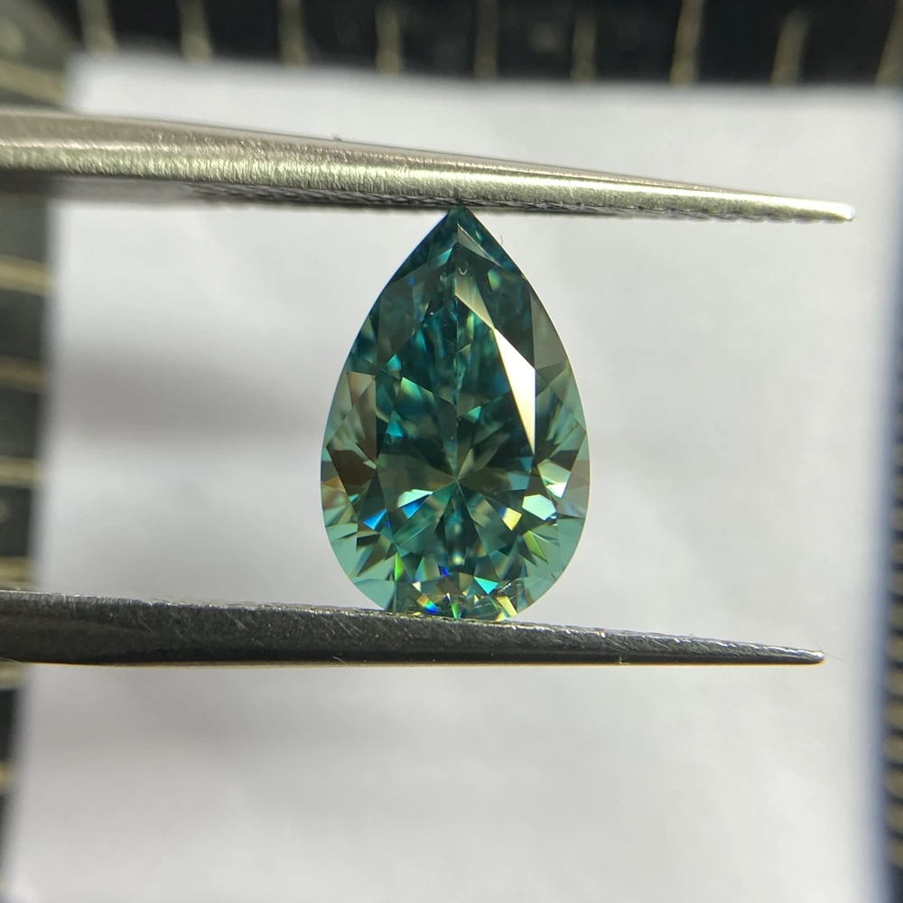 

Wholesale Size 4x6~10x14mm Green Color VVS1 Color Moissanites Pear cut Shape Loose Stone With Certificate