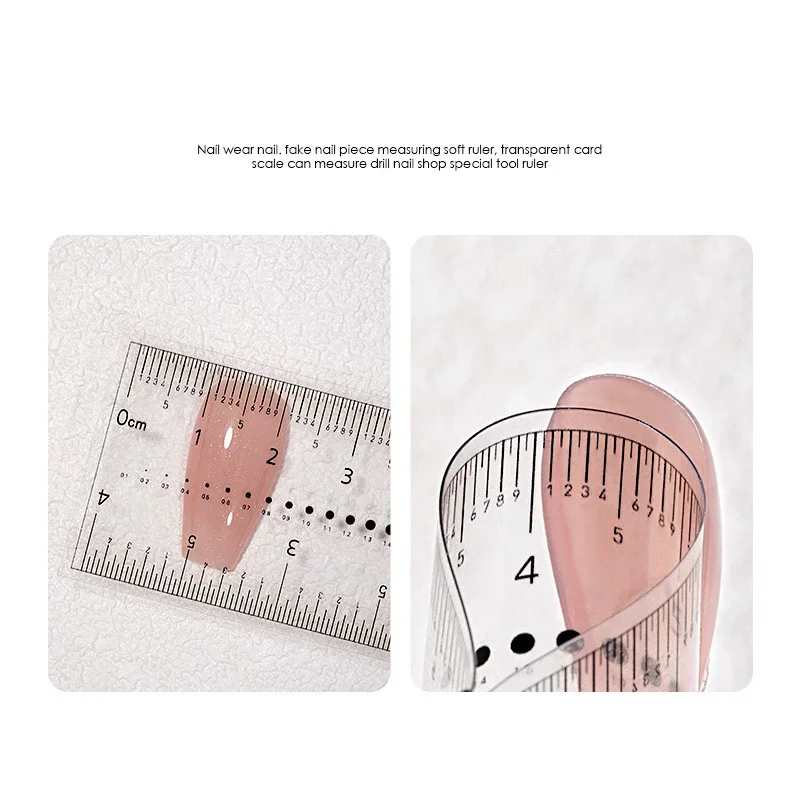 Nail Stylist Wrist Ring Measure Bendable Ruler 5pcs PVC Fake Nails Rhinestones Ruler Press on Nails Measuring Inch Cm Caliper