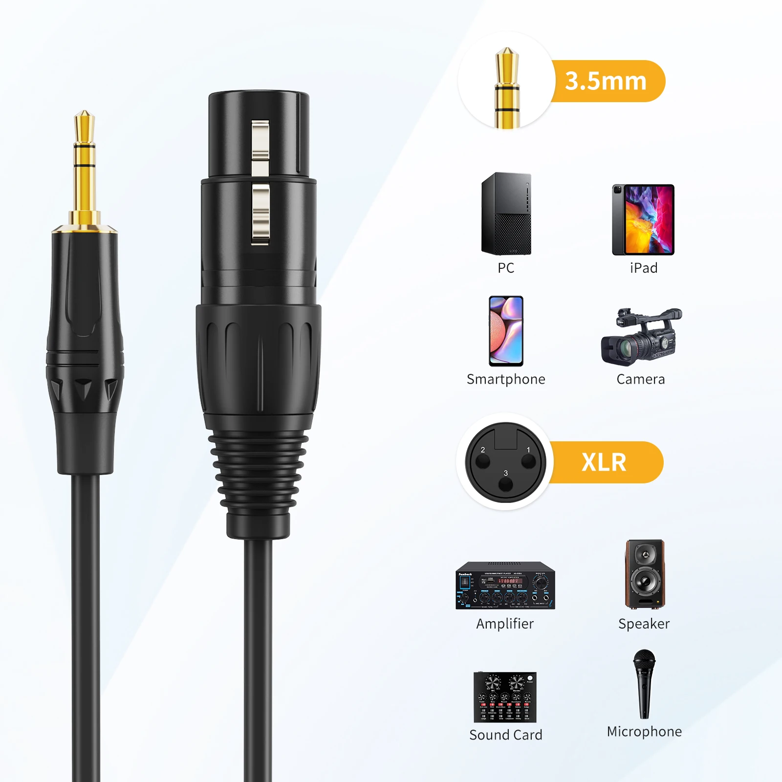 CableCreation 1/8 Inch 3.5mm to XLR Cable, Balanced XLR Female to 3.5mm Microphone Cable