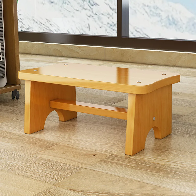 Bamboo Foot Stool Bedside Vintage Step Stool Foot Rest Under Desk Anti Slip Step Stool For Home Bedroom Bathroom Office Kitchen image 6
