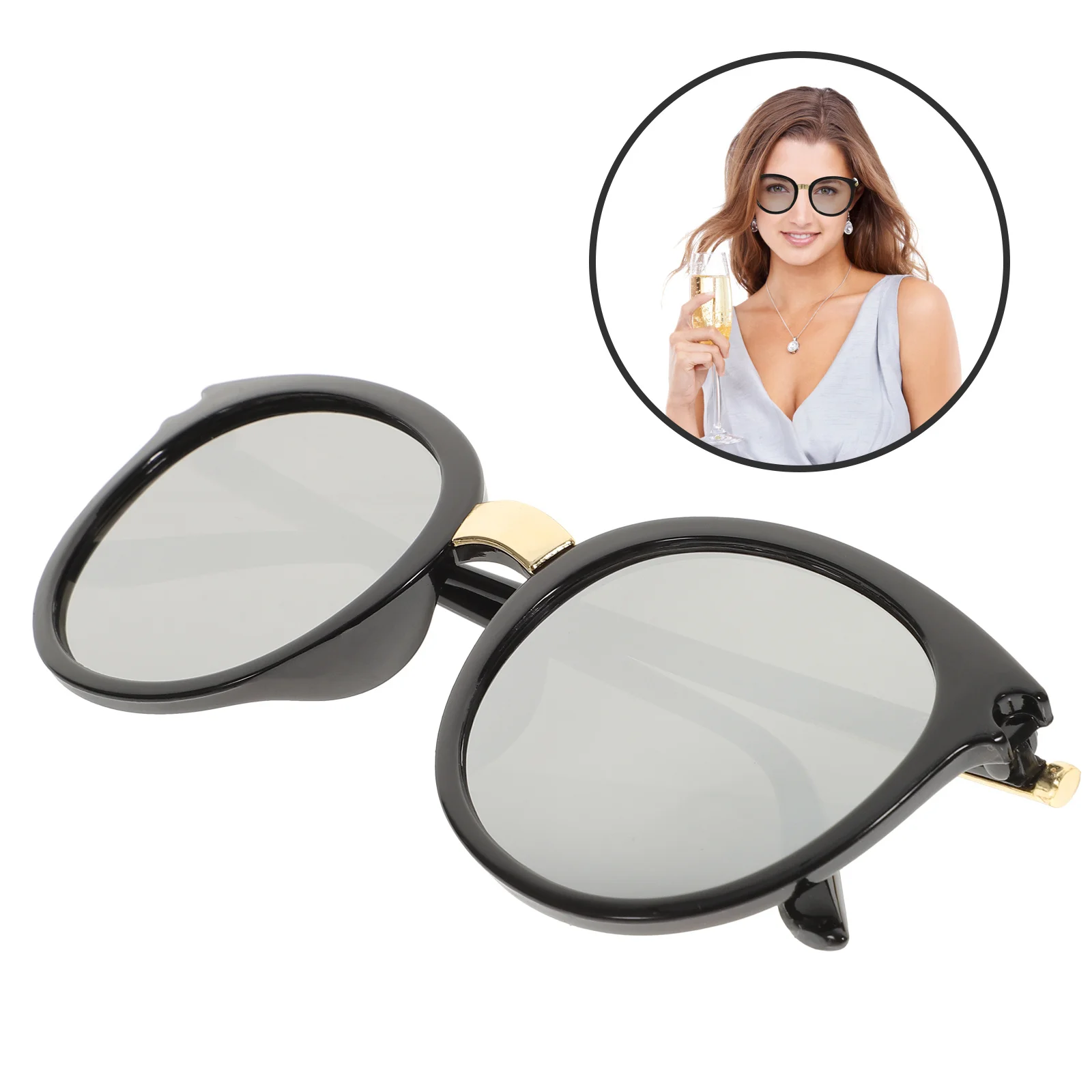 

1Pair Sunglasses Polarized Uv Protection Fashion Round Mirrored Unisex Personality Beach Eyewear Outdoor Party Decorative