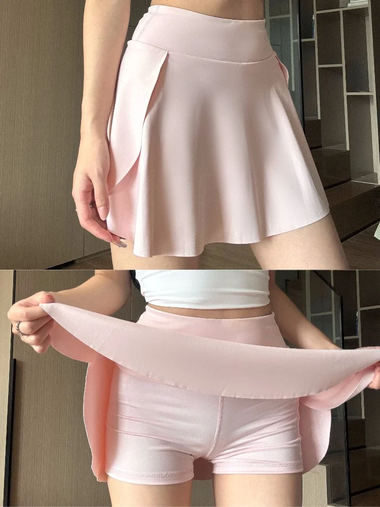 High Waist Sport  Skirt Women's Summer Yoga Running Training Badminton Skirt with  Anti-Light Running Skirt