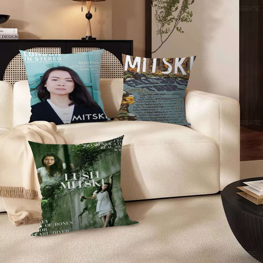 

Mitski Singer Pillow Covers Cartoon Sofa Decorative Home Double-sided Printing Short Plush Cute Cushion Cover