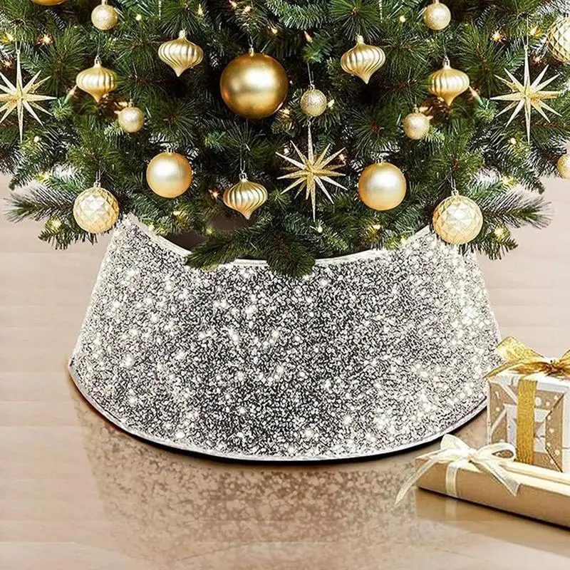 Christmas Tree Skirt Soft Sparkly Decorations Rug Tree Base Mat Christmas Tree Skirt Decor Mats Christmas Base Rug for Home