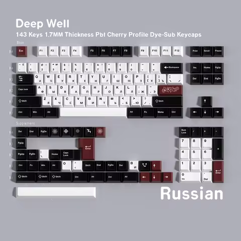 Russian Keycaps PBT Dye Sub Cherry Profile Mx Switch Mechanical Keyboard Keycap 143 Keys Custom DIY Cyrillic Русский