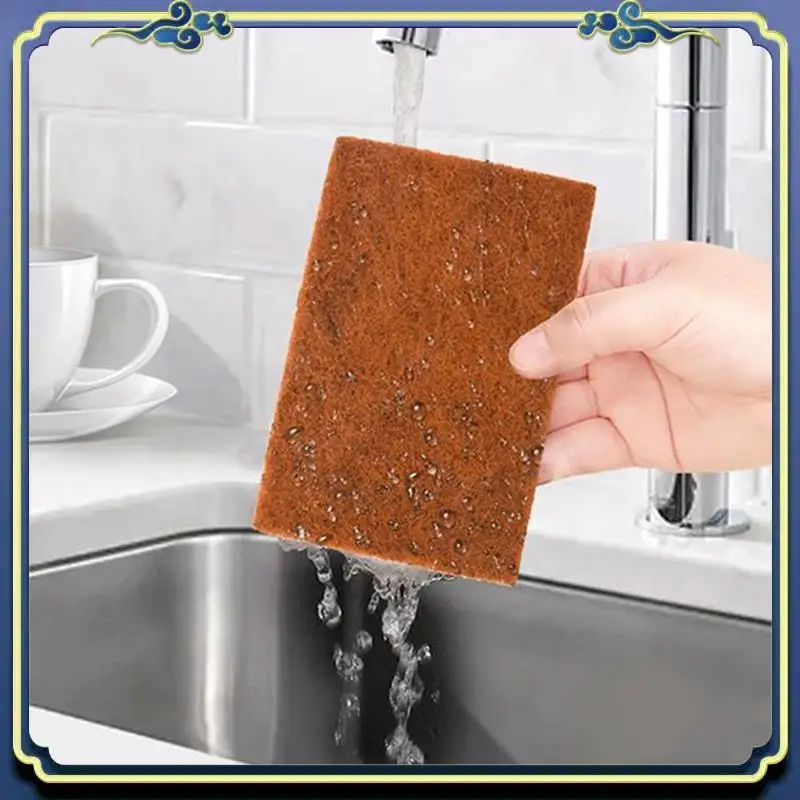 A56P-96Pcs Biodegradable And Compostable Sponges Scouring Pad,Palm Fiber Eco-Friendly Sponge For Kitchen Dishes Cleaning