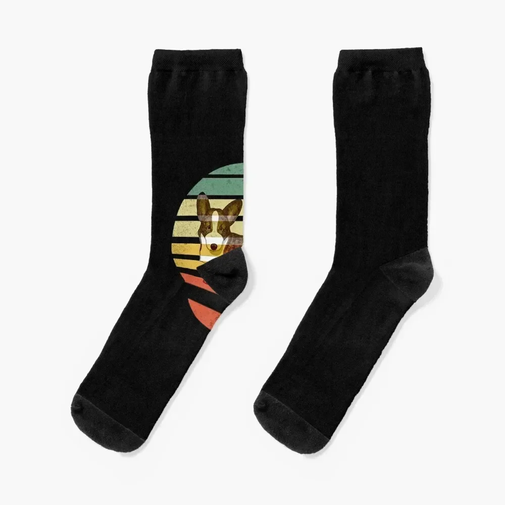 Cute Retro Brindle Cardigan Welsh Corgi Dog Lover Socks Stockings man hockey sports and leisure hiphop Socks For Women Men's