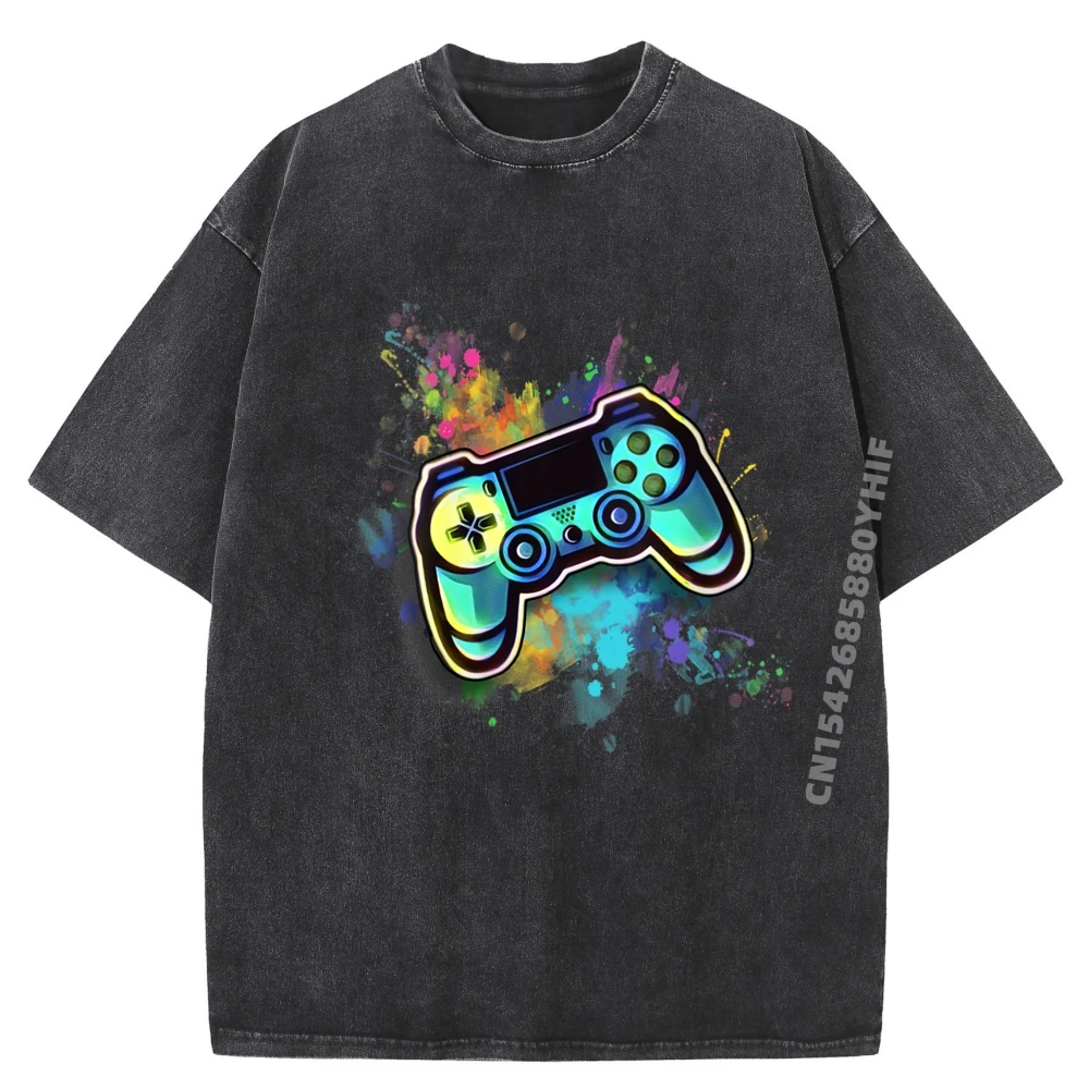 

Новейшие футболки с принтом, красочный контроллер видеоигр, забавные графические футболки, мужские топы, футболки, потертые футболки в стиле ретро