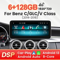 Radio estéreo para coche 4G Android 14, para Mercedes Benz V W447 GLC X253 Clase C W205 C180 C200 C220 C300 C350 Carplay navegación GPS