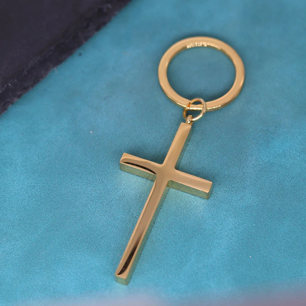 Porte-clés pendentif croix en acier inoxydable pour hommes et femmes, Hip Hop, chrétien, Cool, pour garçons et filles, Punk, bijoux cadeau