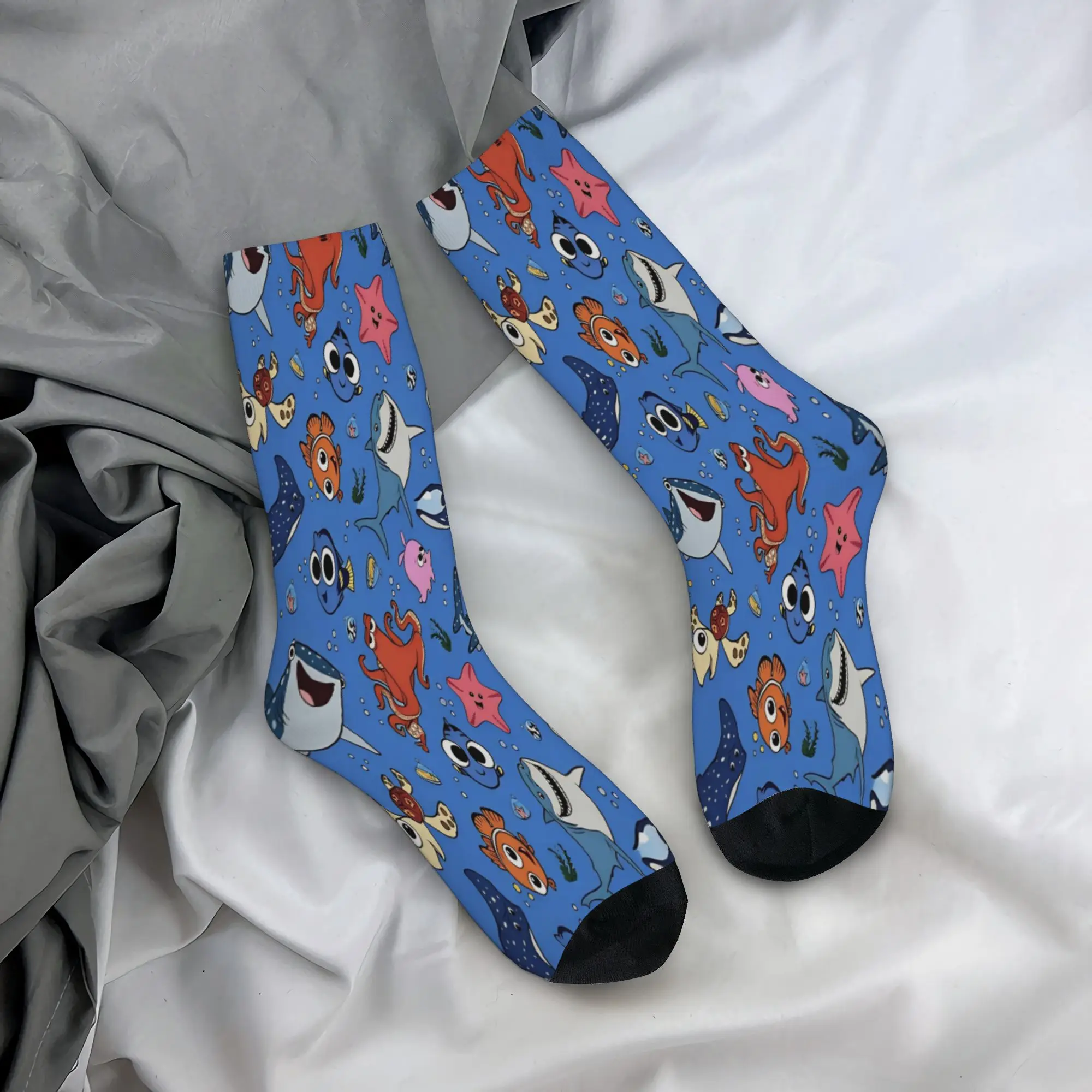Nemos cartoon fish Socks for Women Men Merch All Seasons  Cute Middle Tube Socks Breathable