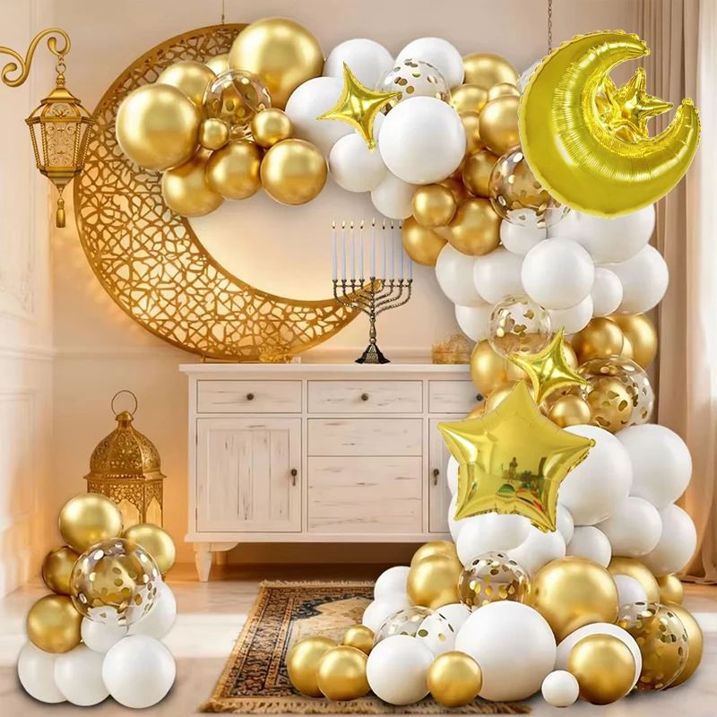 106 stücke Eid Mubarak Bogen Girlande Kit Ballon Set Ramadan Kareem Dekoration Ramadan Mubarak Muslim Islamischen Festival Party Liefert