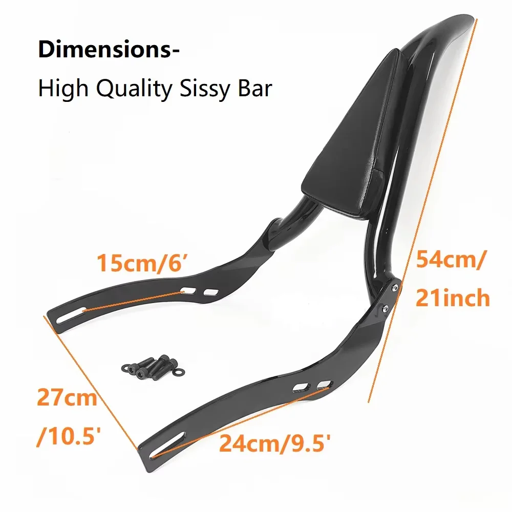 Black Motorcycle Backrest Sissy Bar for 2018-2024 Indian Scout Bobber Rogue Sixty Twenty Passenger Back Rest Sissybar Rear Pad