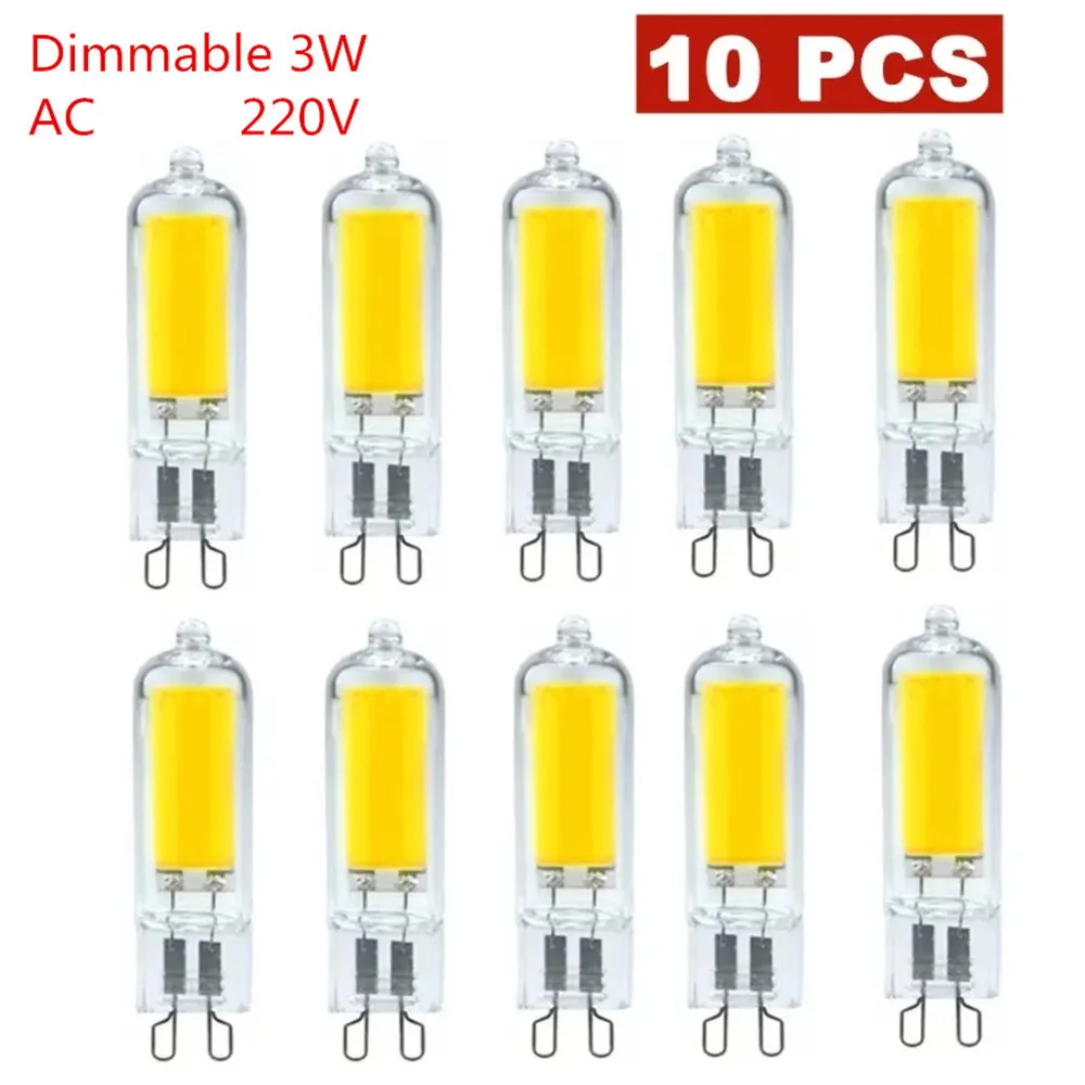 

10 шт. супер яркая светодиодная лампа G9 3 Вт 220 В стеклянная лампа постоянной мощности светодиодное освещение 240 В лампы COB