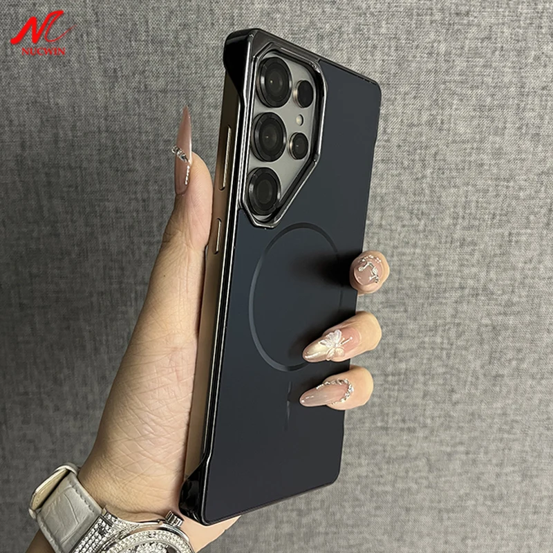 S25Ultra Luxus-Plattierung AG Matt für Magnetische Hülle Für Samsung Galaxy S25 S24 S23 S22 Ultra Dünne Rahmenlose Magnet-Ladehülle