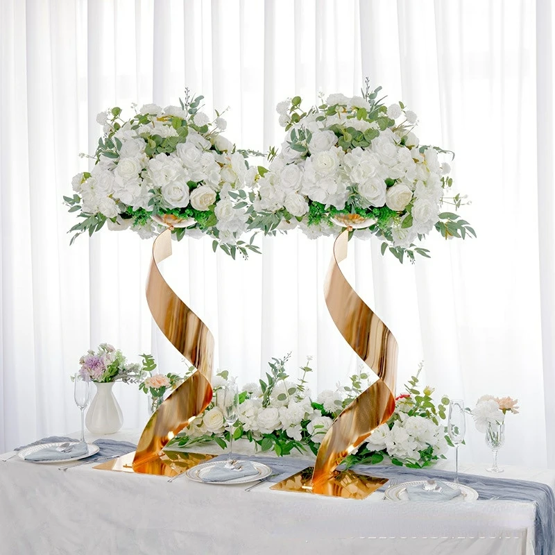

5pcs Wedding Table Centerpieces, Gold Flower Stand For Birthday Stage Decor Floral Vase Holder Event Party Home Hotel Decoration