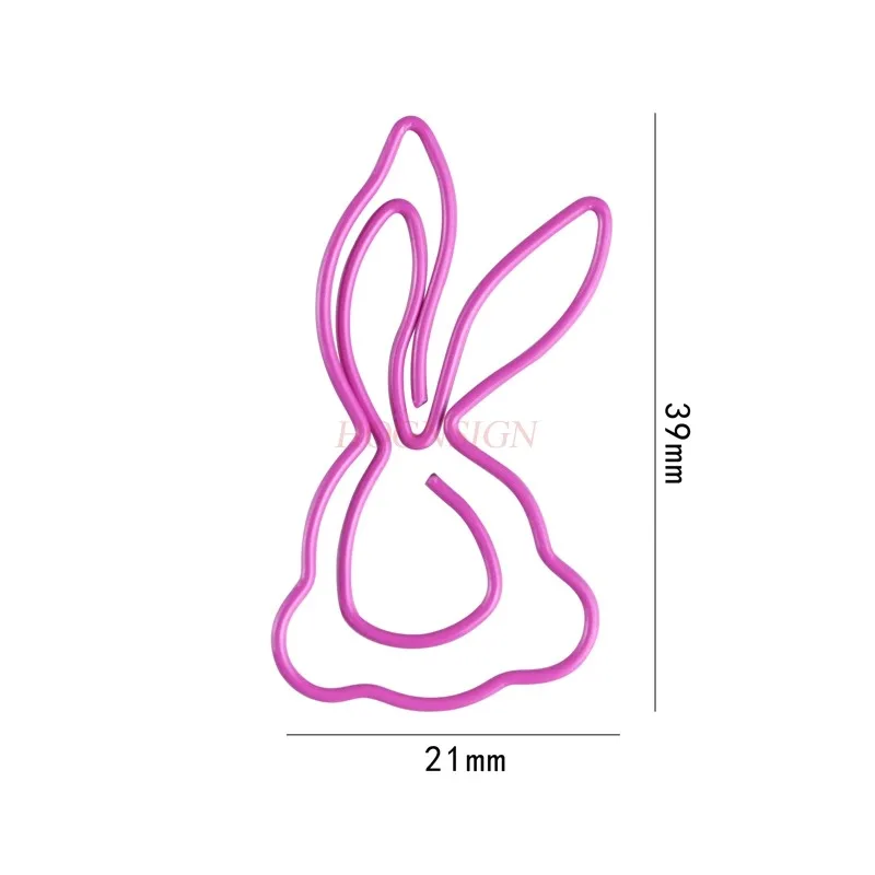 12pcs Rose Red Jade Rabbit Paper Clips Animal Cartoon Creative Paper Clips Shaping Pins