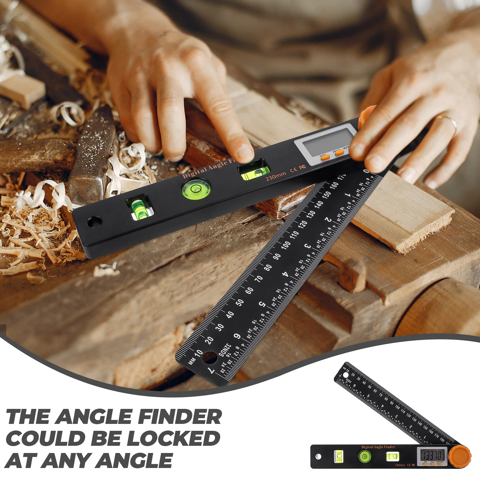 

1Set Digital Angle Ruler 4 in 1 Portable Electronic Protractor Gauge for Woodworking Carpentry Accurate Measure Tool