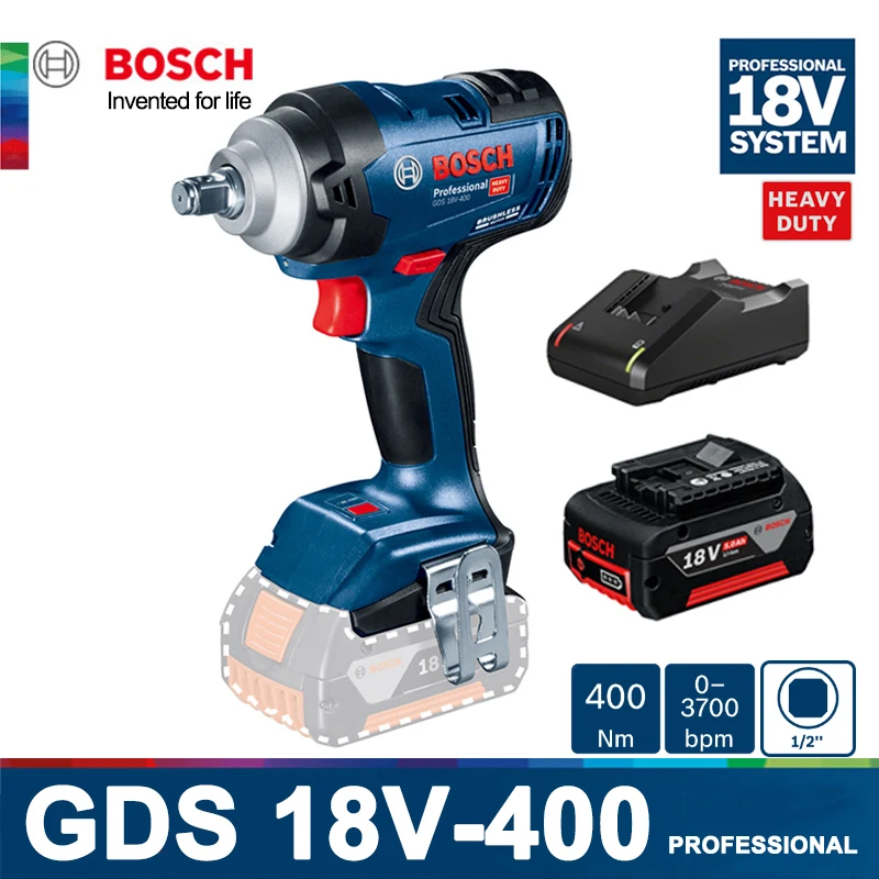 BOSCH Electric Wrench GDS 18V-400 Cordless Impact Wrench Machine 400Nm New Bosch Power Tools With Battery and Charger