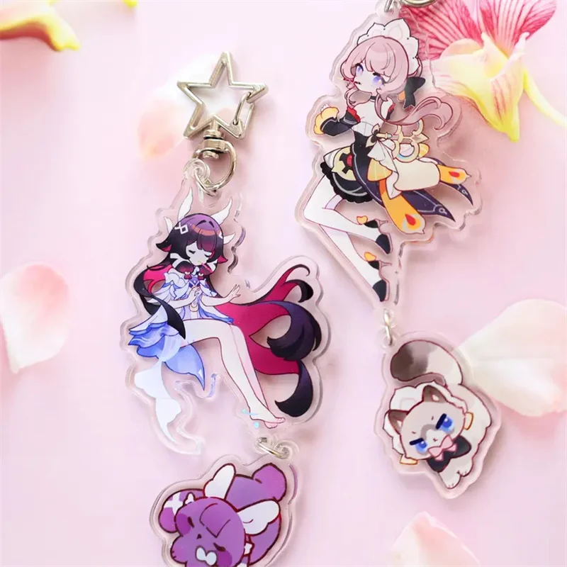 Genshi Colombina Sandrone Anime Acrylic Keychain Cute Character Backpack Charm Fan Art Gift for Anime Lovers