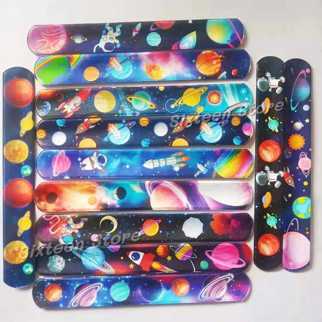 10-50PCS Starry Sky Snap Bracelet Astronaut Theme Clapping Circle Wristband Birthday Space Party Carnival Gift Prize view 3