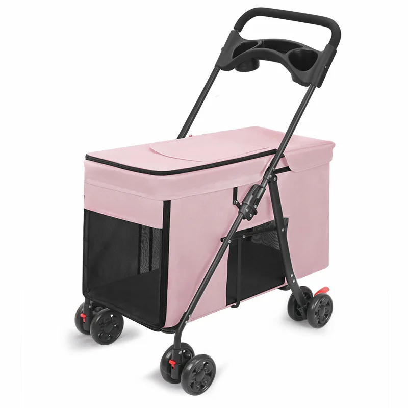 

Collapsible Pet Stroller - Breathable Mesh Design, Durable 4-Wheel Pet Cart for Small/Medium Dogs Cats, Portable Pet Carrier