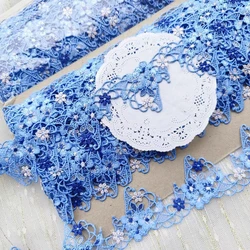 5Yards 4.2cm Wide Shiny Blue Mixed Hollow Flower Venise Diy Venice Lace Clothing Accessories Of Various Garment,Bra.Skirt