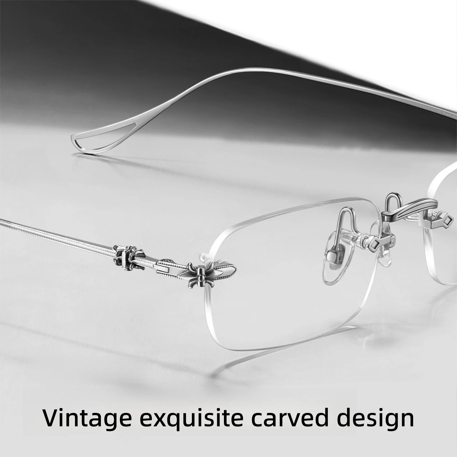 CAPONI New Men Glasses Frame Pure Titanium Ultra-Light Rimless Glasses Photochromic Anti Blue Light UV400 Protect Eyewear J35615