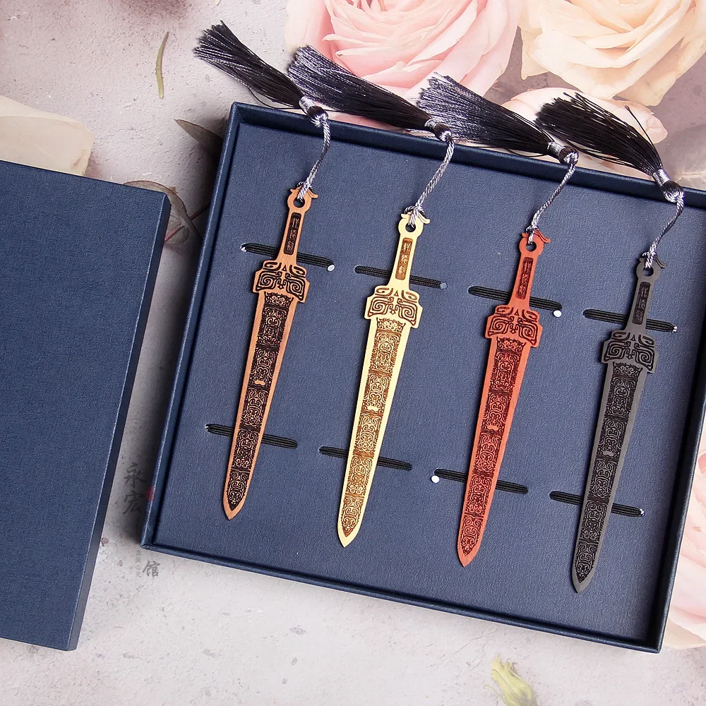 Sword-Shaped Antique Bookmark Tassel Pendant Bookmark Antique Stationery Graduation Gifts Chinese Style Creative