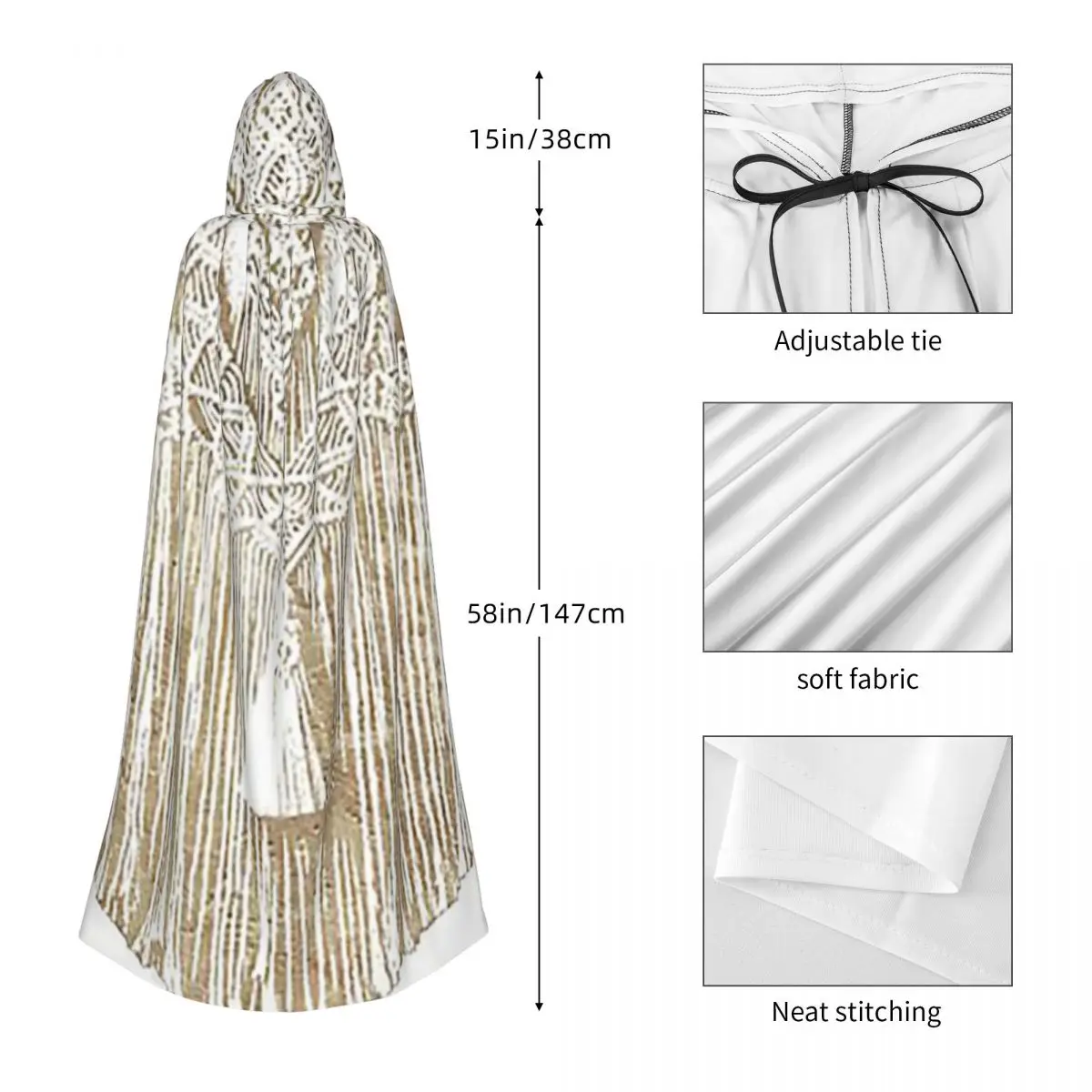 マクラメロングフード付きマント魔女中世衣装コスプレケープハロウィンパーティー大人ユニセックス