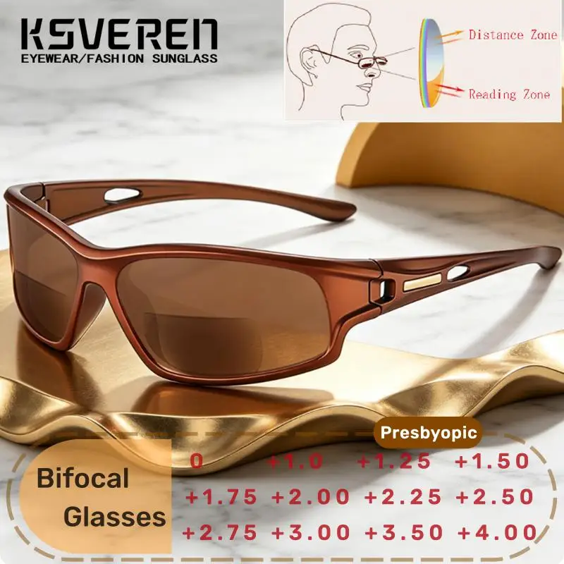 Sports Bifocal Reading Glasses Men Women Protection Wrap Around Cycling Eyeglasses Outdoor Sunshade Eyewear Dual Use Readers