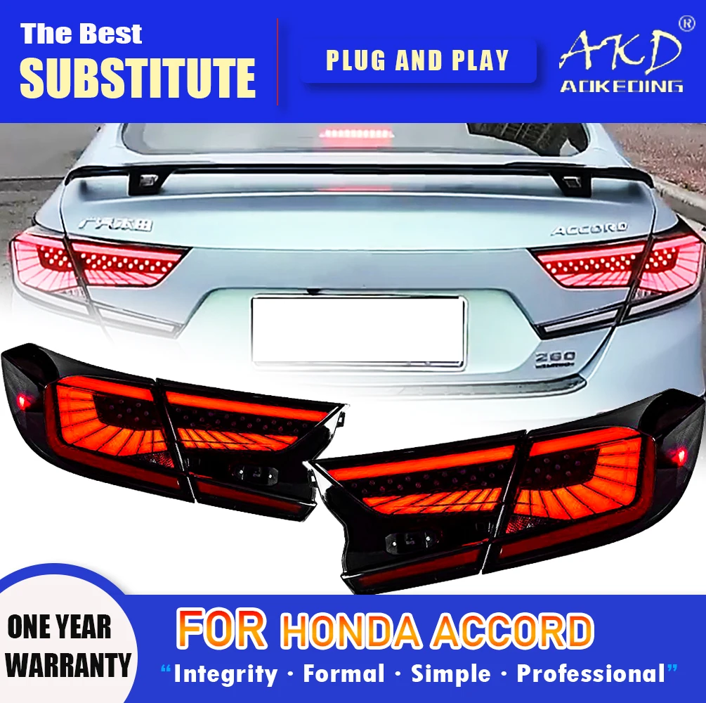 

Задняя фара AKD для Honda Accord G10, светодиодный задний фонарь 2018-2022 Accord G10 10,5, задний противотуманный тормозной сигнал поворота, автомобильные аксессуары