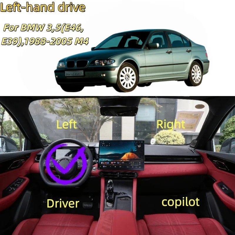 

For BMW 3,5(E46, E39),1988-2005 M4 horn-shaped reversing mirror housing with water transfer printing of carbon fiber texture