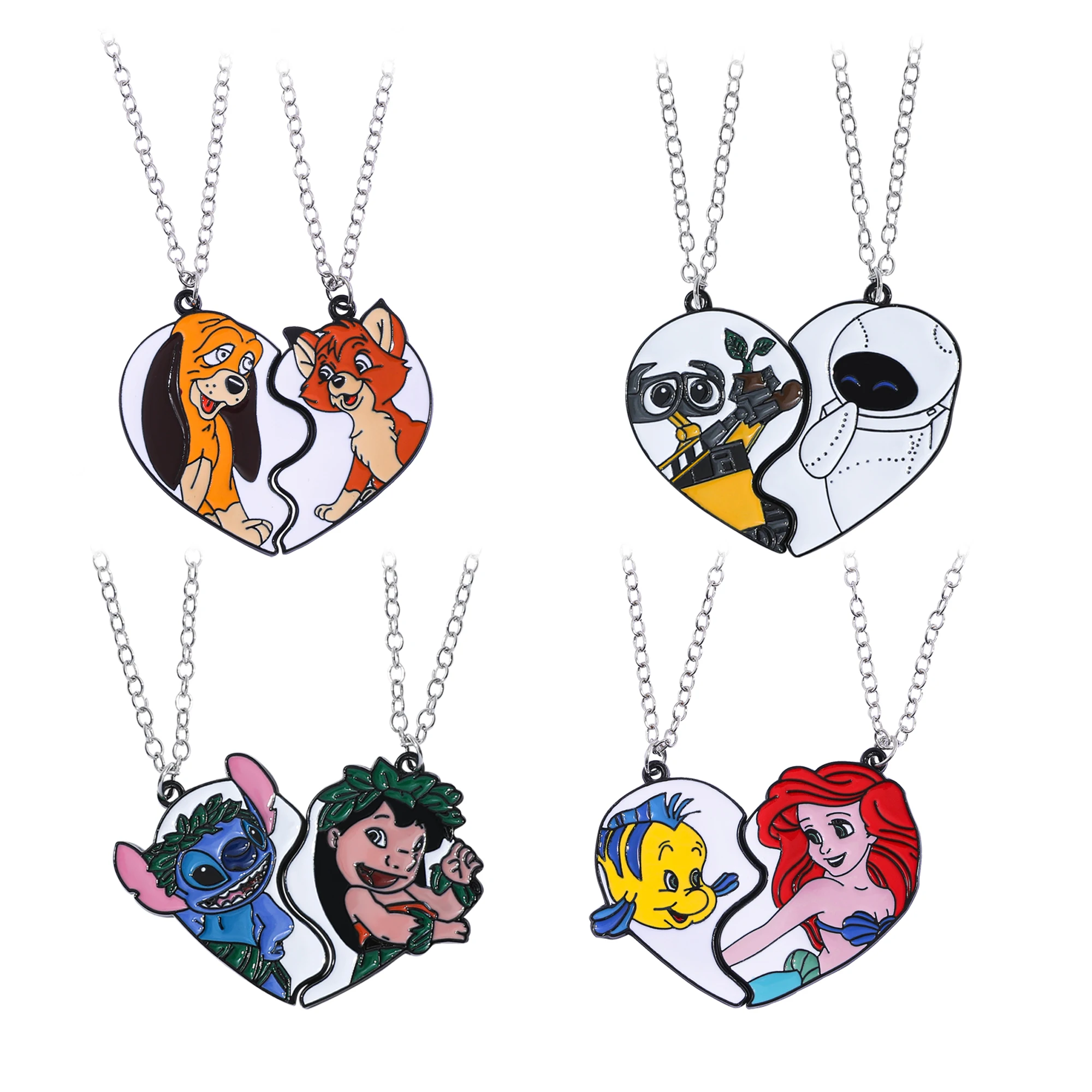 قلادة قلادة من المينا اللطيفة تتميز بتصميم حورية البحر الصغيرة WALL.E EVE Love Splicing - هدية لأفضل صديق للزوجين #1