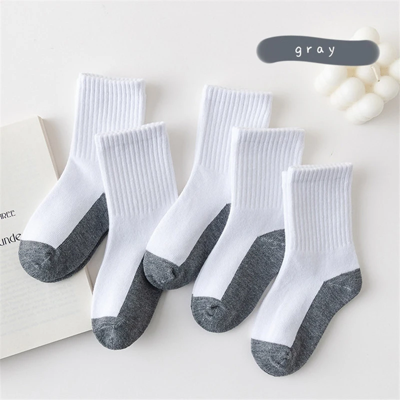 5 Pair Spring Autumn Children Socks Cotton Girl Boy Baby Warm Soft White Black Gray For Winter 1-3-5-8-12 Year Kids Student Sock