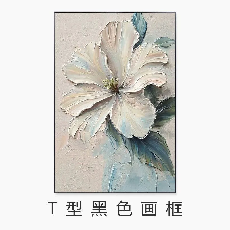 Pure hand-painted oil painting cream wind flower sofa background wall hanging painting light luxury three-dimensional texture be