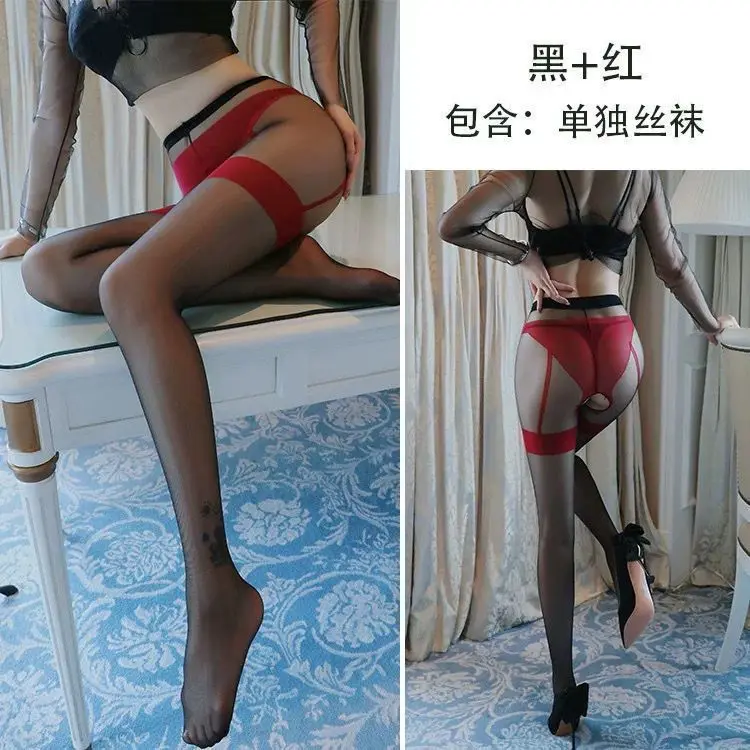 

Sy Sexy Stockings with Open Crotch, No Need to Take Off, Fake Panties, Garter Stockings, Pantyhose Set