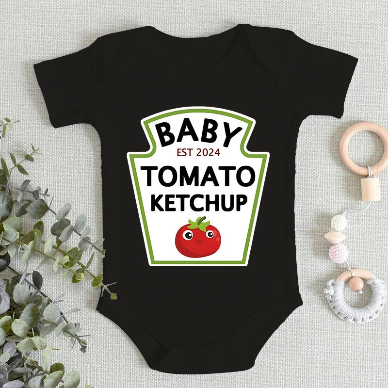 

Funny Tomato Pattern Baby Girl Boy Clothes Black White Newborn Bodysuits 0-24 Month High Quality Cotton Autumn Infant Jumpsuits