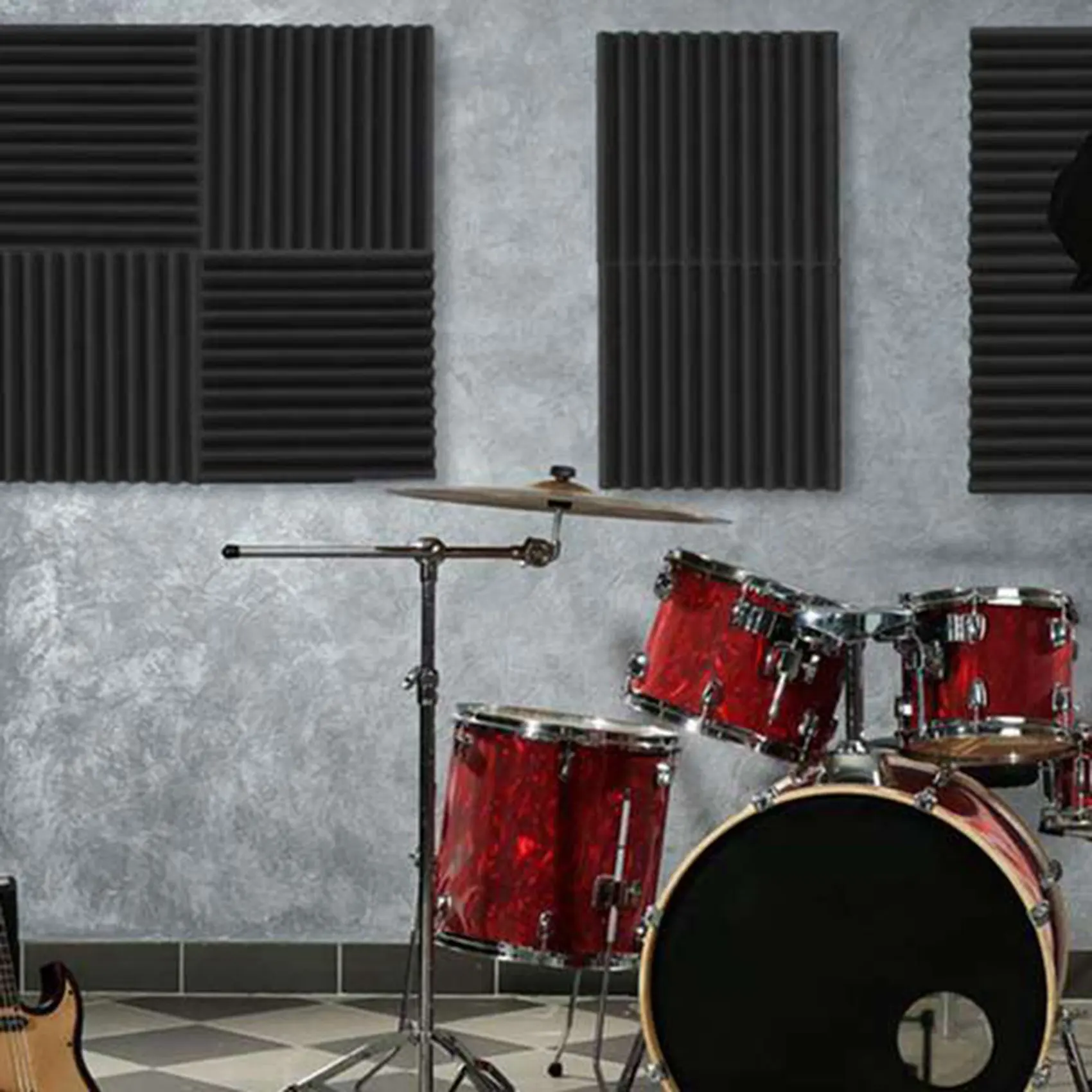 

B93B-24 Pieces Acoustic Foam Panel Self-Adhesive,Acoustic Foam Panel,Sound Insulation Pad,Reduce Noise,For Studio Home Office
