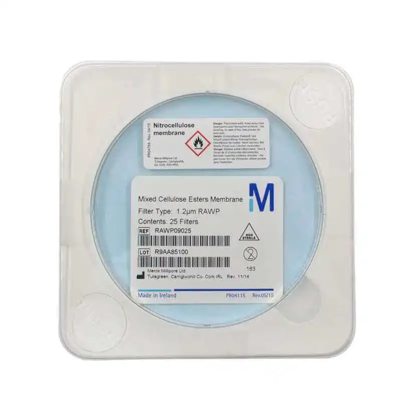 Millipore mixed cellulose ester filter membrane RAWP09025 hydrophilic pore size 1.2 µ m/diameter 90 mm white MF Millipore filter