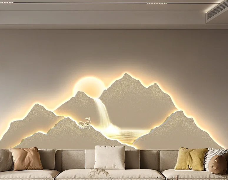 Living room decorative painting light luxury atmosphere sofa background wall hanging painting Jinshan glow