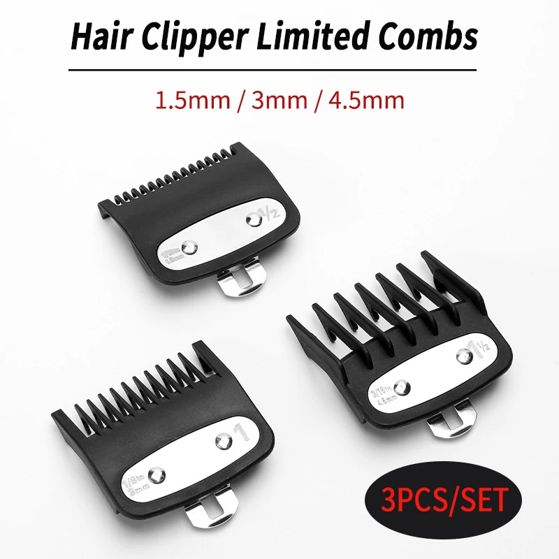 3 Teile/satz Schwarz Grenze Kamm Haar Clipper Wachen Guide Kämme Trimmer Styling Werkzeuge Befestigung Kompatibel 1,5mm 3mm 4,5mm