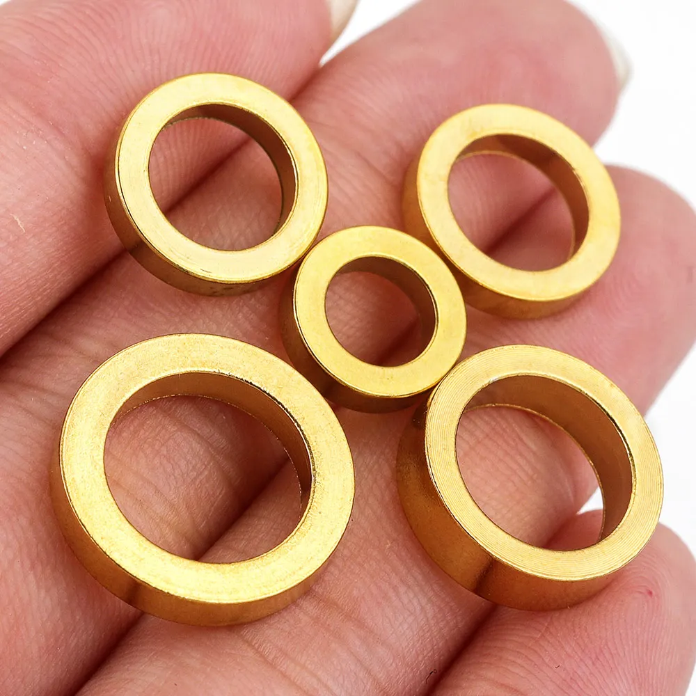 10pcs Stainless Steel No-Fade Gold Plated PVD Large Hole Spacer Bead DIY Bracelet Necklace Jewelry Making Accessories Wholesale