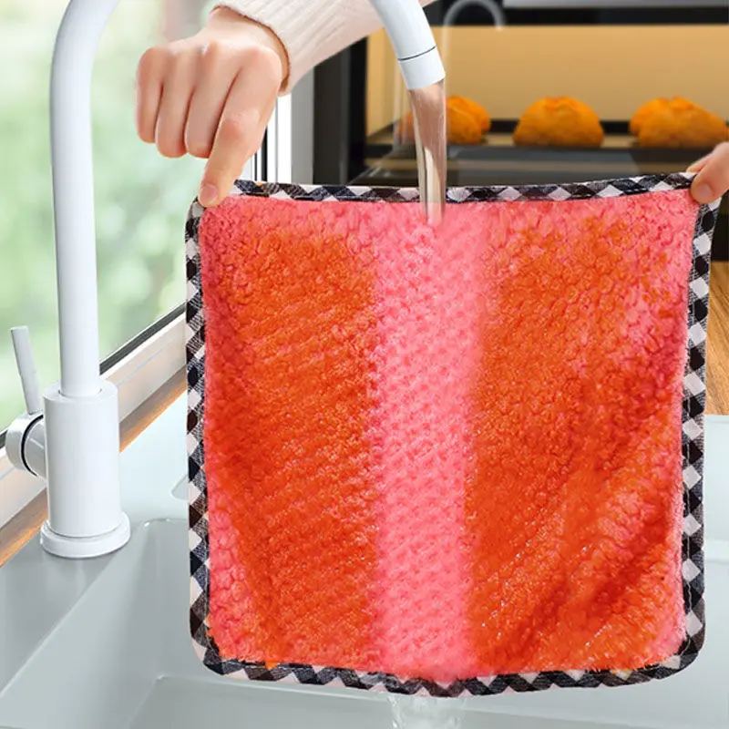 Lamgool Kitchen Towels Dishcloths Non-Stick Oil Thickened Table Cleaning Cloth Absorbent Scouring Pad Kitchen Rags Gadgets