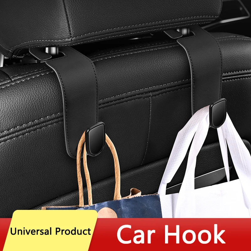 TIAJIAN Car Seat Hidden Headrest Hooks Leather Back Hanger Storage Hooking Organizer Rear Bags Interior Accessories Universal