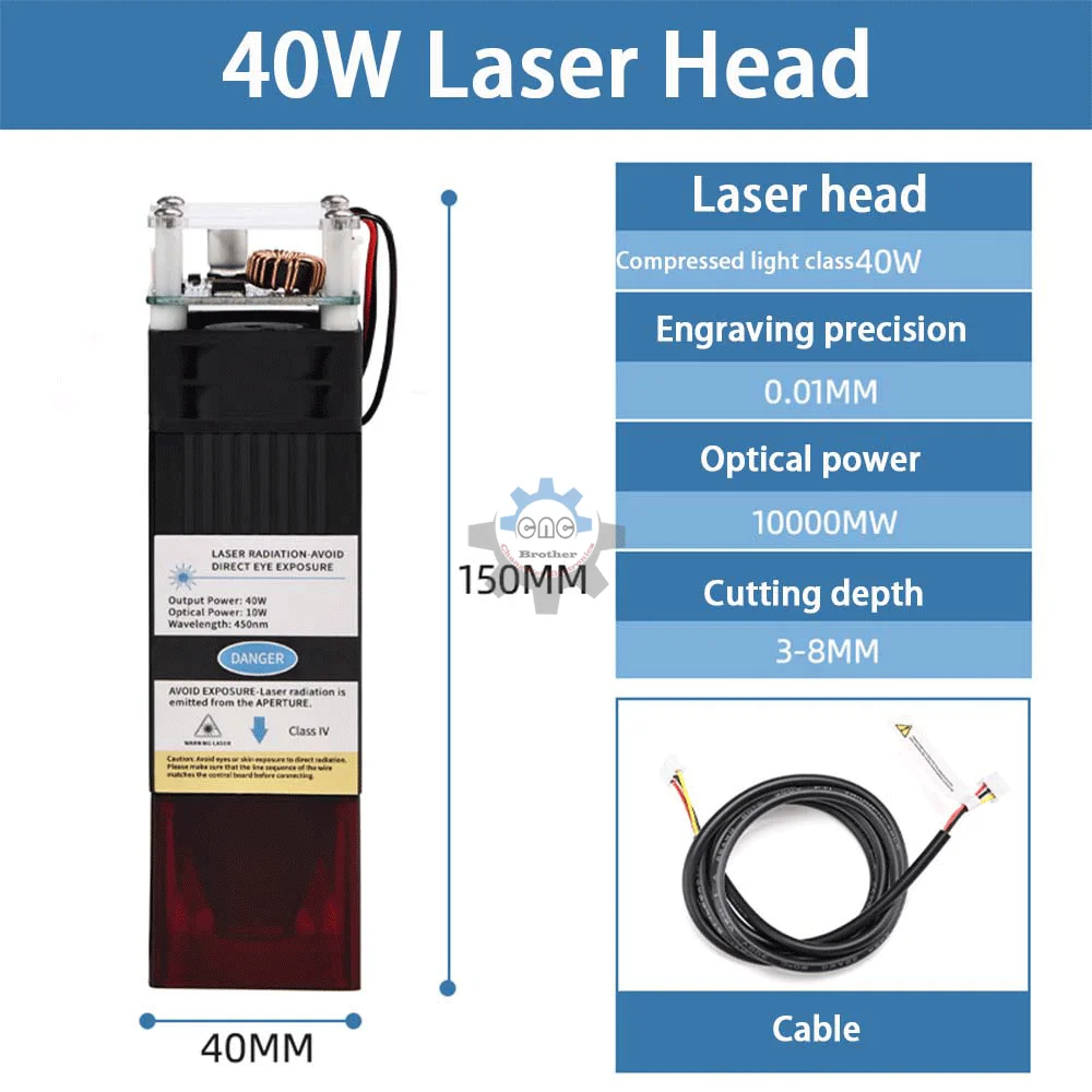 Precision Laser Engraving:40W High Power 12V Laser Head 450nm Blue-Violet Light TTL/PWM Driver Reliable and Accurate Performance