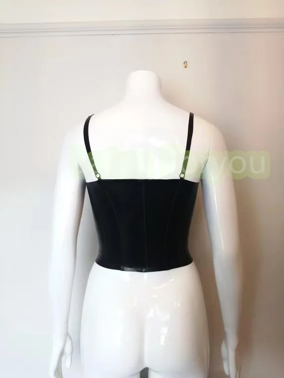 100% Latex Plunge Top Rubber Gummi Female Vest Slim Fitted Clubwear Daily wear Various Colors