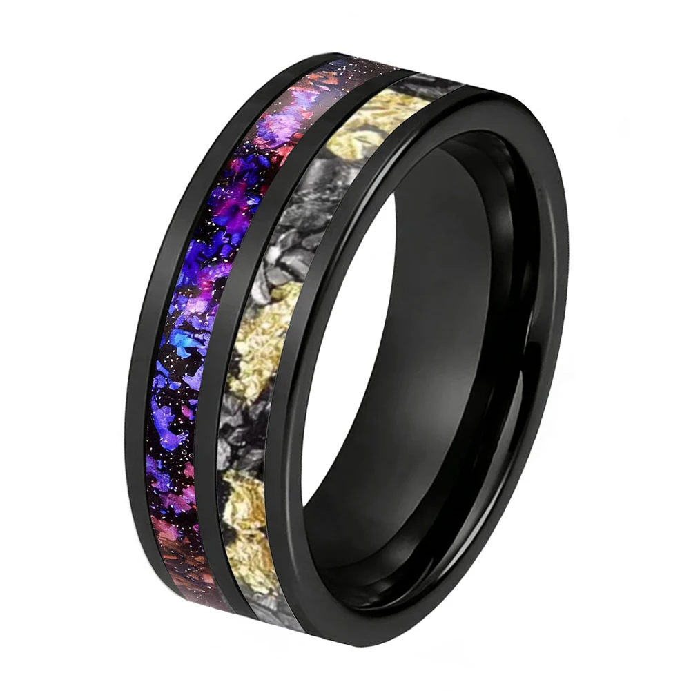 

Dropshipping 8MM Tungsten Carbide Rings Wedding Band Orion Nebula and Meteorite Gold Foil Inlay Fashion Jewelry,Promise Ring