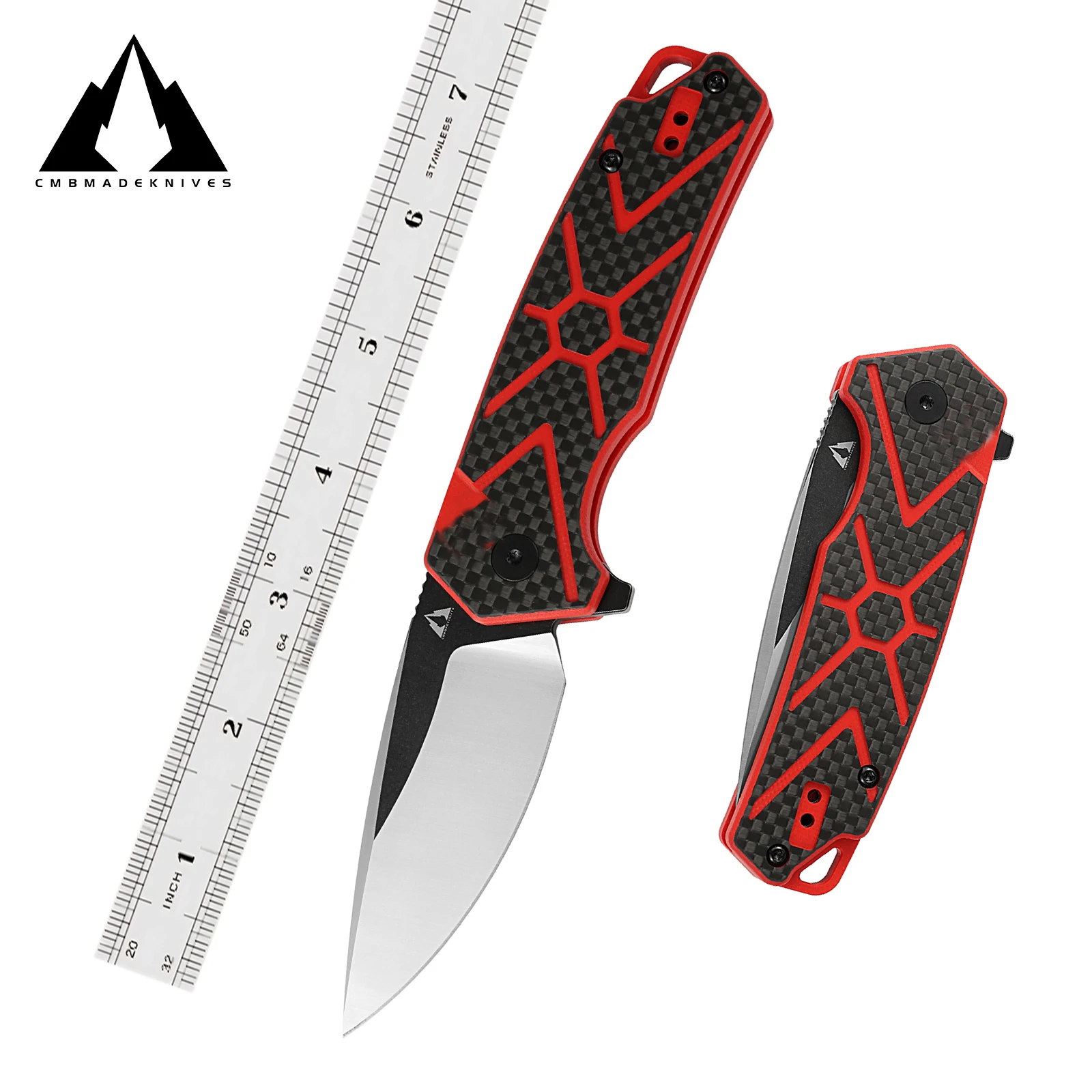 CMBMADEKNIVES CMB TNB G10+CF Handle 14C28N Steel Camping Outdoors Pocket Folding Knife EDC