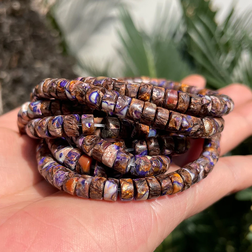 6x3mm Natural Bronze Purple Sea Sediment Jasper Cylinder Spacer Loose Beads for Jewelry Making DIY Bracelet Necklace Accessories